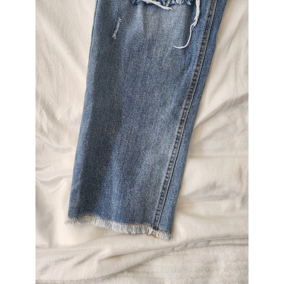 Avec Les Filles Med Wash Distressed Straight Leg Sz 31 button fly beach boho - Picture 3 of 12
